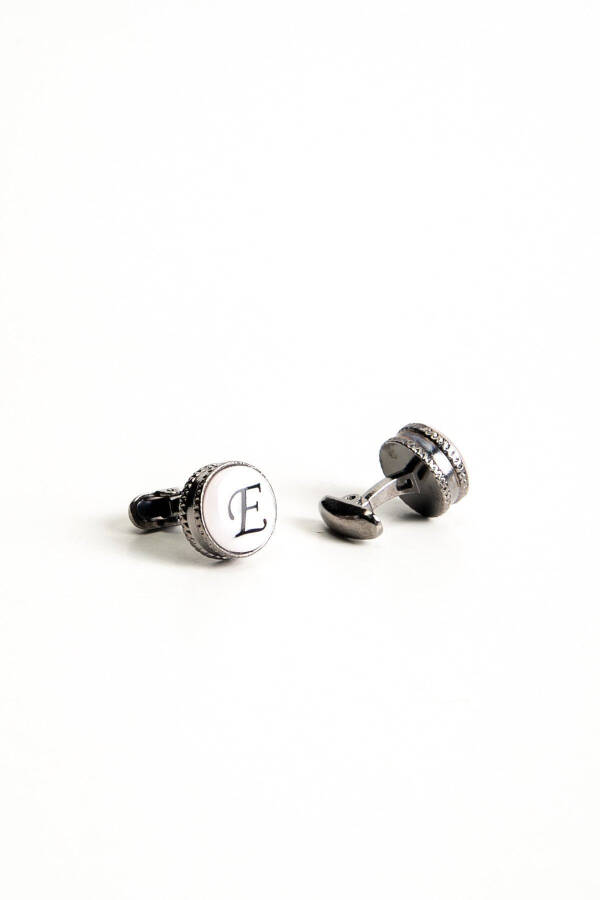 Wooden Boxed Round Letter Cufflinks E Letter - 7