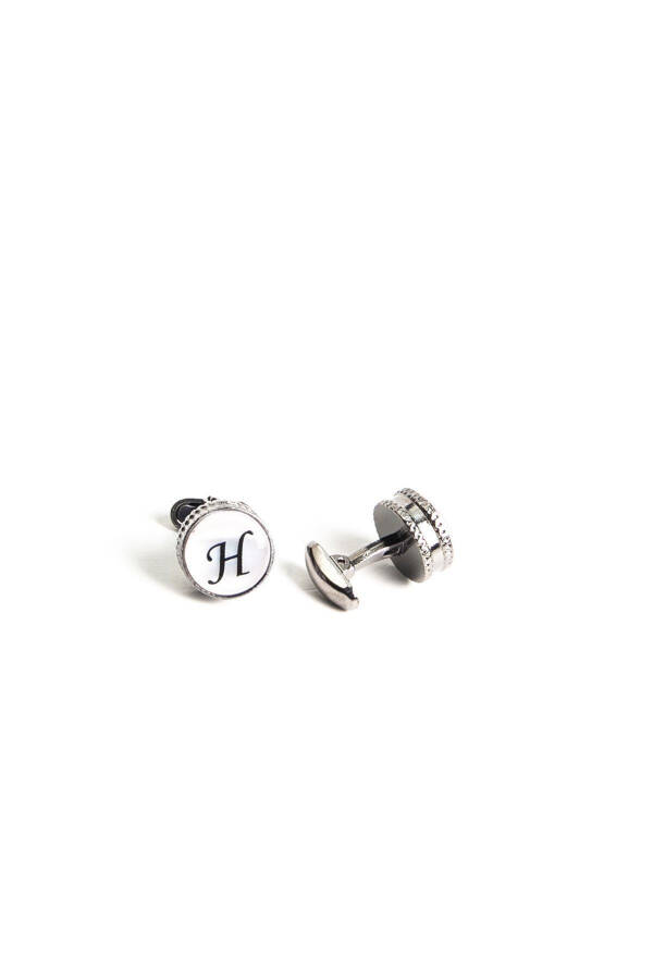 Wooden Boxed Round Letter Cufflinks Letter H - 5