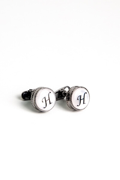 Wooden Boxed Round Letter Cufflinks Letter H - 7