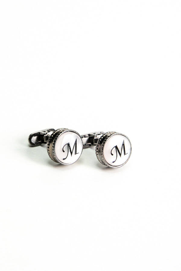 Wooden Boxed Round Letter Cufflinks M Letter - 5