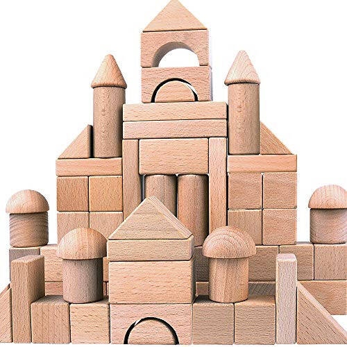 Wooden Building Blocks Set for Kids - Stacker Stacking Game Construction Toys Set Preschool Colorful Learning Educational Toys - Geometry Wooden Blocks for 3+ Year Old Boys & Girls - 1