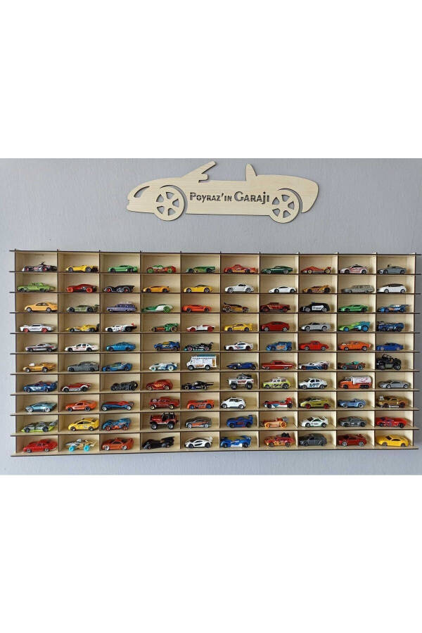 Wooden Car Shelf 100pcs Horizontal Maple (cream) Color (Suitable for Hotwheels And Matchbox Cars) - 1