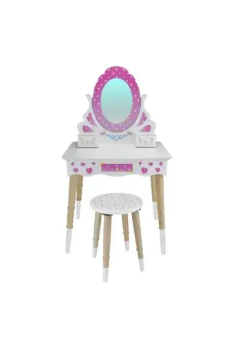 Wooden Children's Makeup Table Set Çg68-t3006 Pink - 4