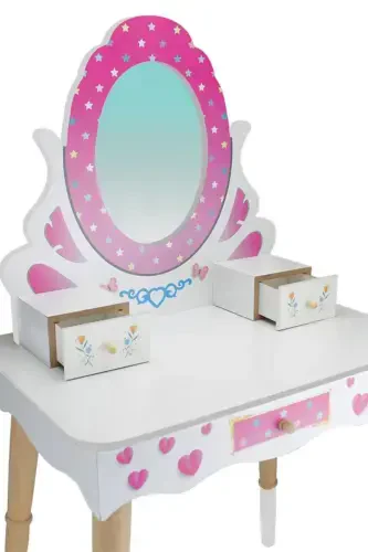 Wooden Children's Makeup Table Set Çg68-t3006 Pink - 5