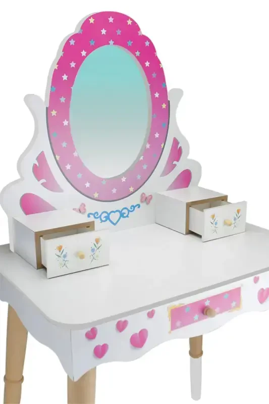 Wooden Children's Makeup Table Set Çg68-t3006 Pink - 5