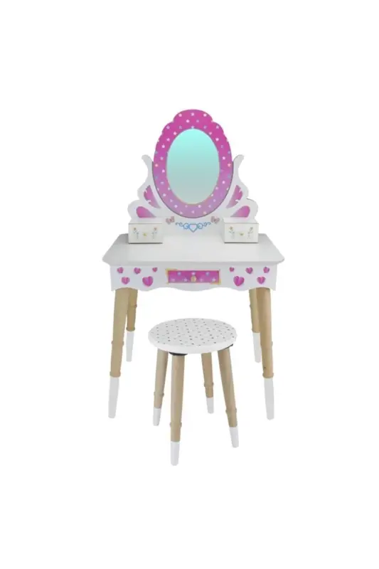 Wooden Children's Makeup Table Set Çg68-t3006 Pink - 4