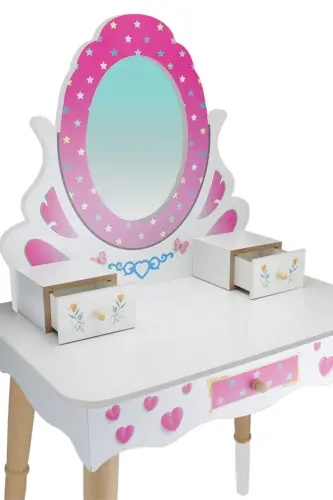 Wooden Children's Makeup Table Set Çg68-t3006 Pink - 5