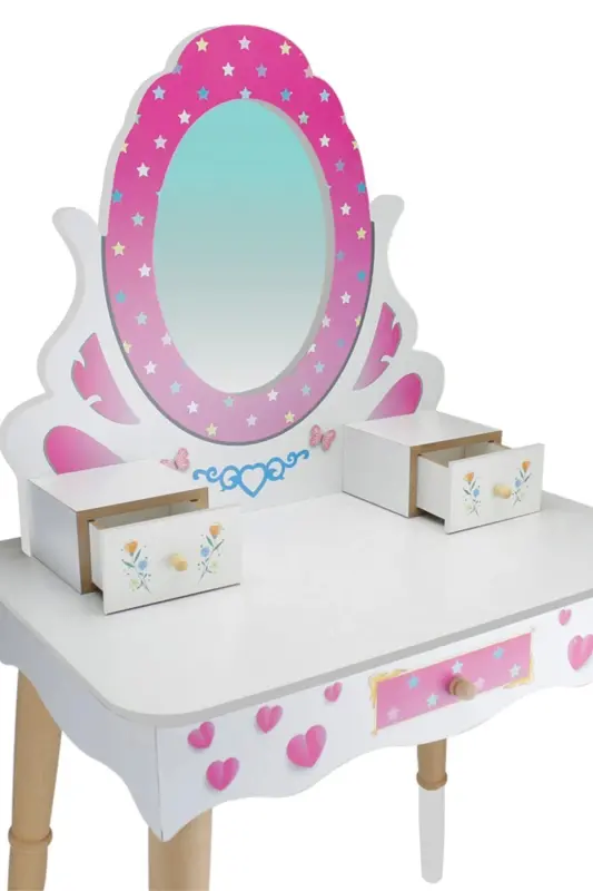 Wooden Children's Makeup Table Set Çg68-t3006 Pink - 5