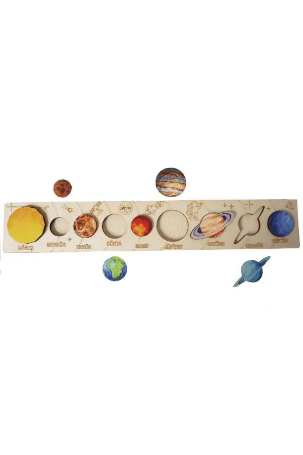 Wooden Colored Solar System and Planets - 1