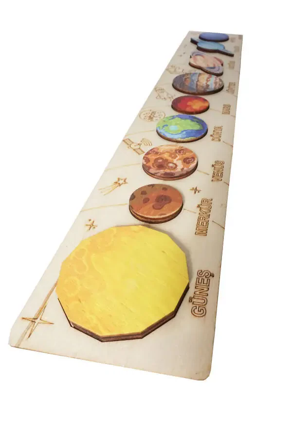 Wooden Colored Solar System and Planets - 4