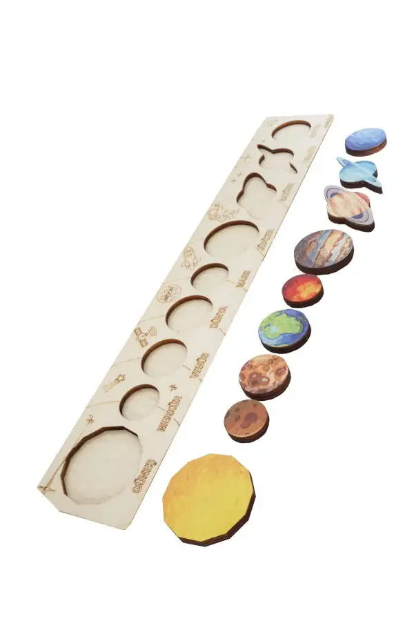 Wooden Colored Solar System and Planets - 5