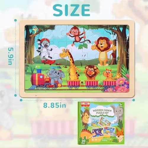 Wooden Educational Jigsaw Puzzles for Preschool Kids Ages 3-5, 4-Pack with 20 Pieces Dinosaur, Space, Transportation Wood Puzzles Set, Toddler Brain Teaser Toys, Gifts for Boys Girls Ages 3 4 5 6 - 5