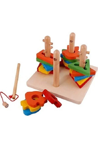 Wooden Educational Toy Fish Catching and 2-piece Screwing Game Set Educational Learning Bultak Geometry Bultak - GENEL MARKALAR