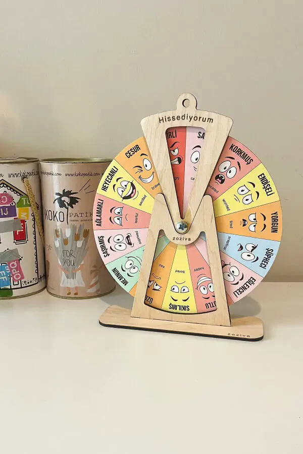 Wooden Emotion Wheel Toy, Montessori Emotion Chart, Little Kid Gift - 7