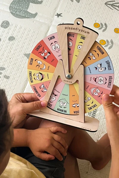 Wooden Emotion Wheel Toy, Montessori Emotion Chart, Little Kid Gift - 1
