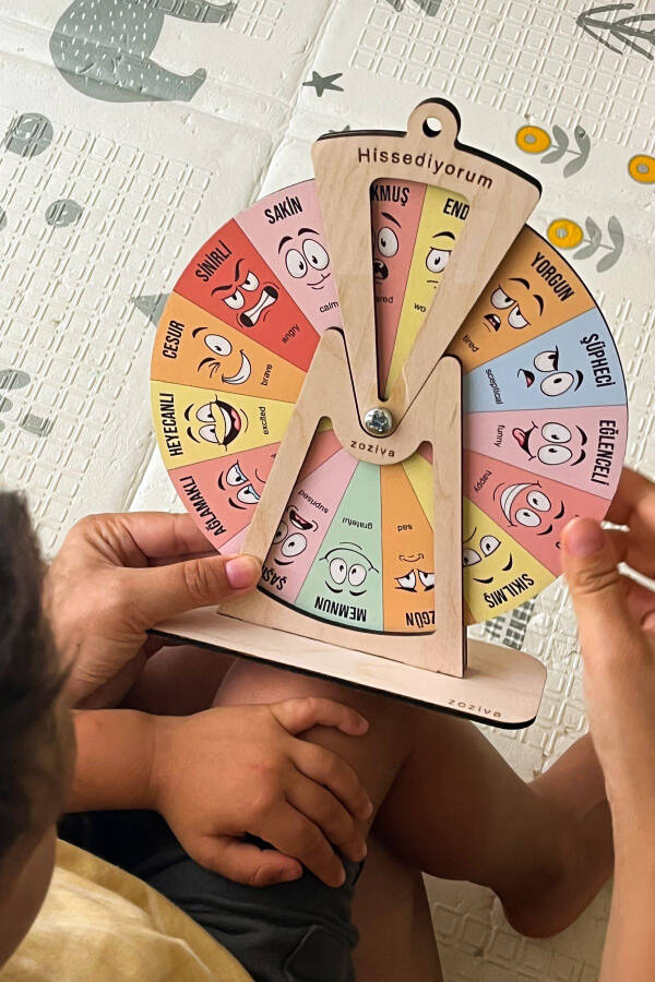 Wooden Emotion Wheel Toy, Montessori Emotion Chart, Little Kid Gift - 6