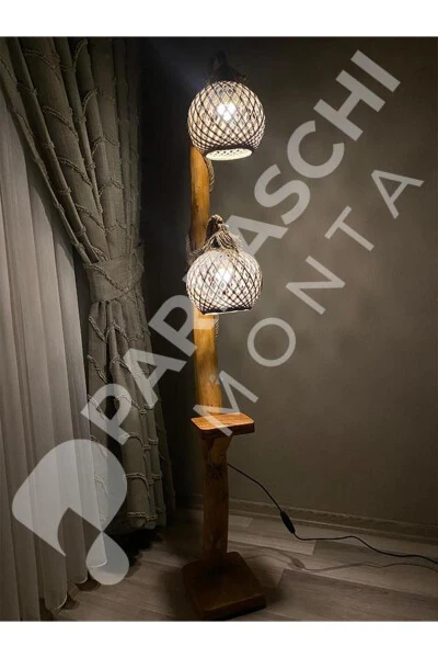 Wooden Floor Lamp Natural Wood Design Log Floor Lamp Home Corner Lighting - GENEL MARKALAR