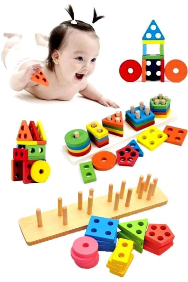 Wooden Geometric Shapes Educational Intelligence Developing Children's Toy - 7