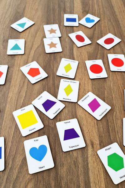 Wooden Geometric Shapes Intelligence Cards Matching Game Preschool Educational Material - 4