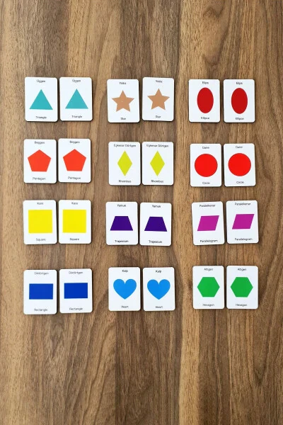 Wooden Geometric Shapes Intelligence Cards Matching Game Preschool Educational Material - Modazone (1)
