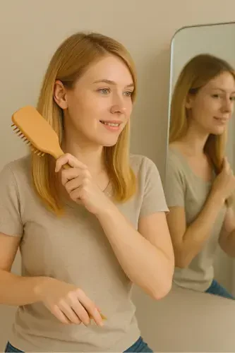 Wooden Hair Brush with Bamboo Tip Wooden Comb - 8