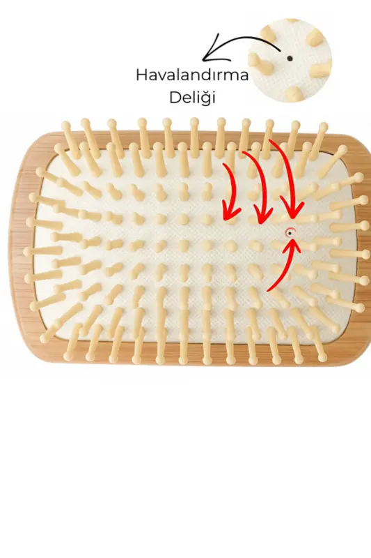 Wooden Hair Brush with Bamboo Tip Wooden Comb - 8