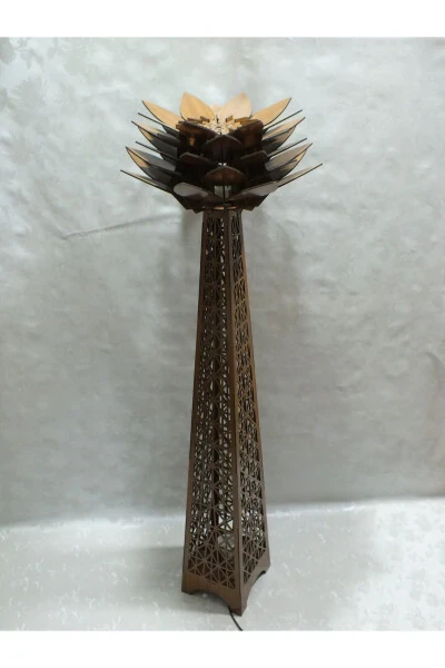 Wooden Home Decoration Night Lamp Lotus Flower Base Floor Lamp - 4