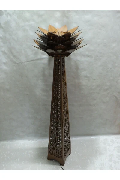 Wooden Home Decoration Night Lamp Lotus Flower Base Floor Lamp - 7