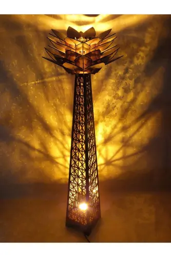 Wooden Home Decoration Night Lamp Lotus Flower Base Floor Lamp - 7