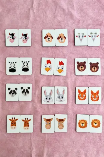 Wooden Iconic Animals Matching Game Flash Cards Preschool Educational Material-Iconic Animals - 4