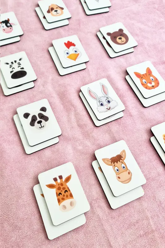 Wooden Iconic Animals Matching Game Flash Cards Preschool Educational Material-Iconic Animals - 6