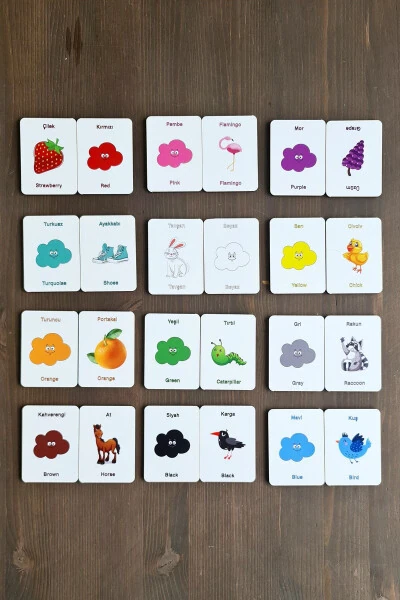 Wooden Intelligence Cards Matching Game Wooden Puzzle Toy (colors) - Modazone