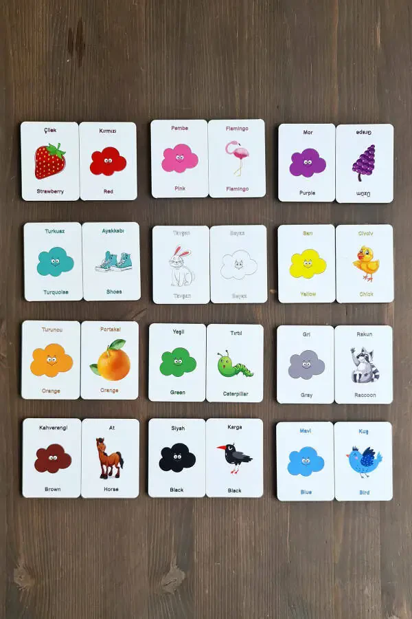 Wooden Intelligence Cards Matching Game Wooden Puzzle Toy (colors) - 1