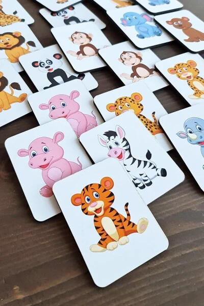 Wooden Intelligence Cards Matching Game Wooden Puzzle Toy Cute Forest Animals - Modazone