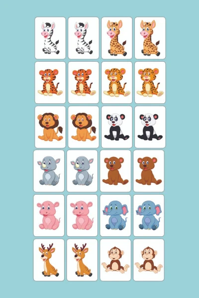 Wooden Intelligence Cards Matching Game Wooden Puzzle Toy Cute Forest Animals - 5