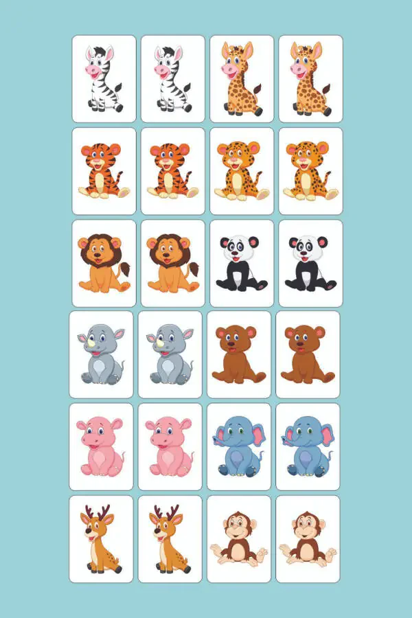 Wooden Intelligence Cards Matching Game Wooden Puzzle Toy Cute Forest Animals - 5