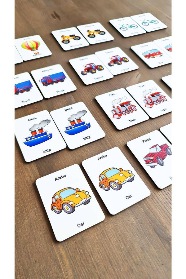 Wooden Intelligence Cards Matching Game Wooden Puzzle Toy (Vehicles) - 2