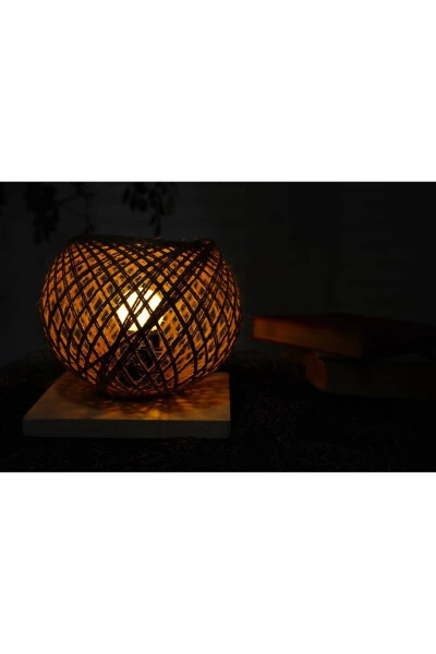 Wooden Lampshade Jute Wicker Head Lamp - 6