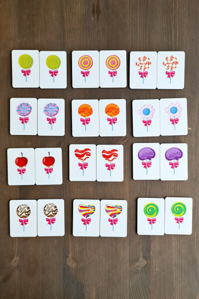 Wooden Lollipop Candy Memory Matching Game Preschool Intelligence Cards - 2