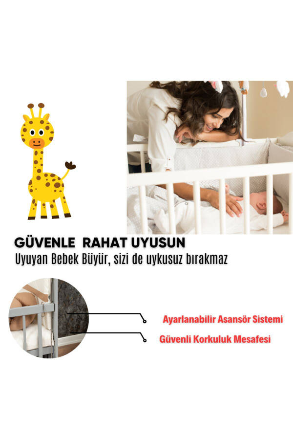 Wooden Mdf Beside Crib, 60x120 4 Level Lacquered - 8