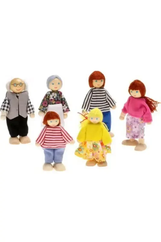 Wooden Miniature Dolls Family Set 6 Pieces - 3