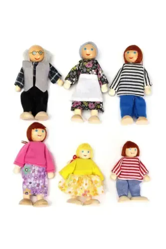 Wooden Miniature Dolls Family Set 6 Pieces - 4