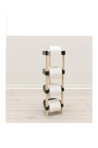 Wooden Modular Toilet Paper Holder 4 Tier Screwless M - 3