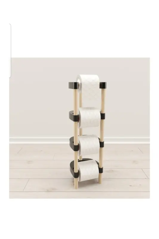 Wooden Modular Toilet Paper Holder 4 Tier Screwless M - 3