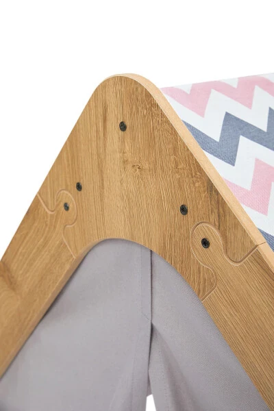 Wooden Montessori Children's Play Tent House Teepee Toy Natural Pink - 3