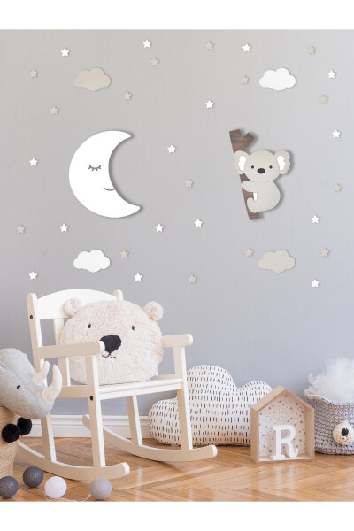 Wooden Moon and Koala Figurine Baby and Children's Room Decorative LED Lighting/Night Lamp 2-Piece Set - 2