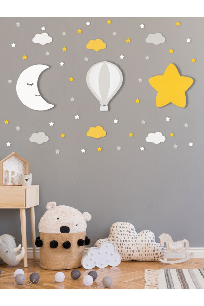 Wooden Moon Balloon and Star Figured Baby and Children's Room Decorative Lighting/Night Lamp 3-Piece Set - 2