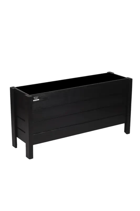 Wooden Outdoor Planter Decorative Pot Large Size Ready Assembled 100cm X 30cm Height 50cm-Black - 1