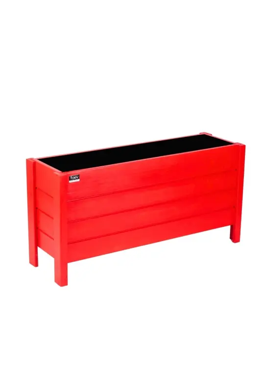 Wooden Outdoor Planter Decorative Pot Large Size Ready Assembled 100cm X 30cm Height 50cm-Red - 1