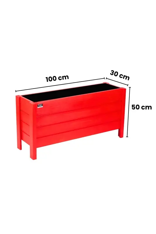 Wooden Outdoor Planter Decorative Pot Large Size Ready Assembled 100cm X 30cm Height 50cm-Red - 3